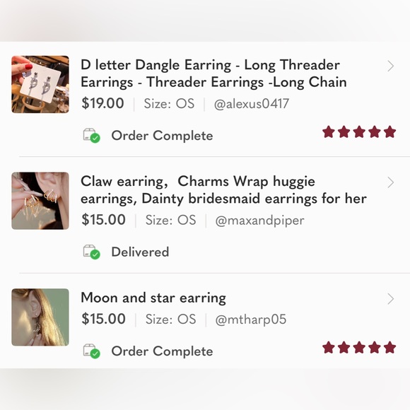 Holiday deal D letter Dangle Earring - Long Threader Earrings - Threader - Picture 2 of 5